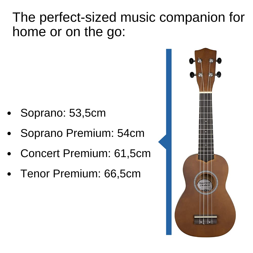Cascha HH 3956 FR Ukulele Soprano con Manuale in Francese, Accordatore, Borsa, 3 Plettri e Corde Aquila, Bruno