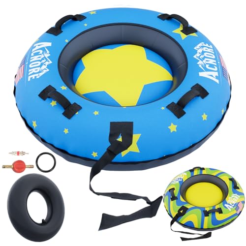Heavy-Duty Inflatable Snow Tube for Sledding,Foldable Snow Sled with 4