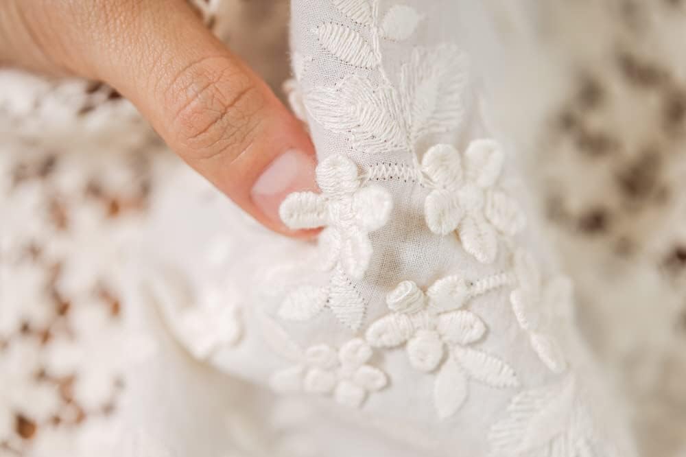 Flower Lace Table Runner Patch Embroidered 12 × 70 inch for Holiday Wedding Picnic Daily Dinner Tables White Decor (Cotton, 12"×70" (31×180cm))