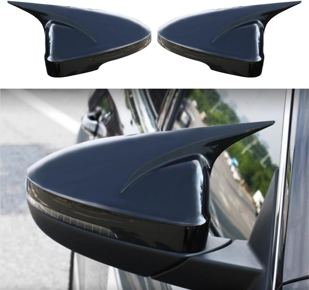 ABS Rearview Mirrors Cover Fit for Kia Optima K5 2011 2012 2013 2014 2015 Ox Horn Side Rear View Mirror Guard Cover Exterior Accessories 2PCS-Turn Signal(Bright black)