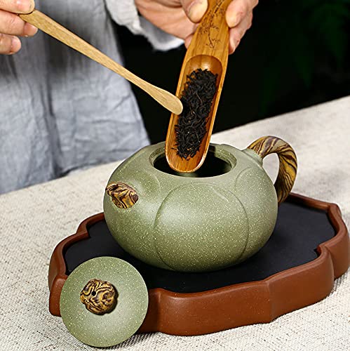 Siline Zisha Teapot Set - Lotus 11.3 Oz,Genuine Yixing Cyan Clay Handmade Tea Pot With 2 Cups For Infuse Brew Kung Fu Tea #TOP4