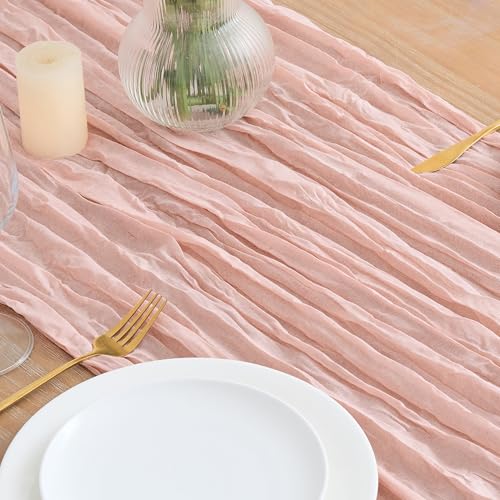 Asee'm 3pcs Dusty Pink Cheesecloth Table Runner Summer 10FT Gauze Rustic by Asee'm - Used condition - Image 3