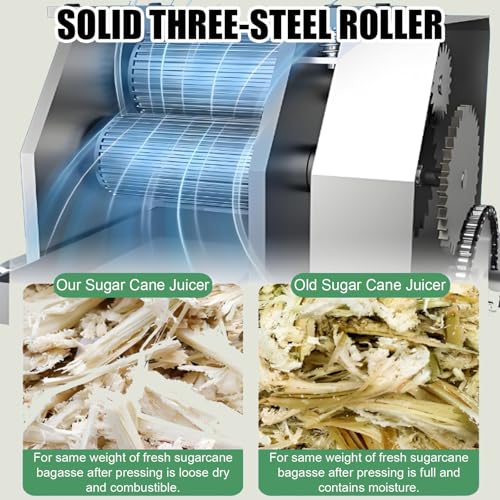 High Efficiency Sugar Cane Juicer Machine - 150kg/H Juice Extractor for Whole Stalks & Ginger, Durable Stainless Steel Build - Image 4