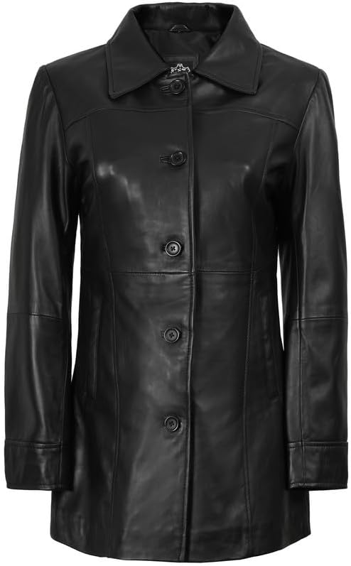 Blingsoul Womens Leather Jacket - Vintage Style Long Leather Jacket Women - Image 3