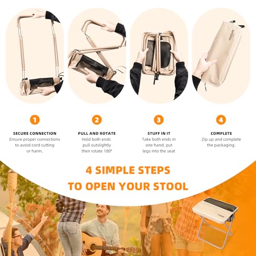 Yoosure 16" Extra Tall XL Portable Chair for Adults, Collapsible Purse Chair Heavy Duty Camp Seat with 3 Storage Pockets for Fishing Hiking Gardening, Lightweight Travel Purse Stool by Yoosure - Image 7