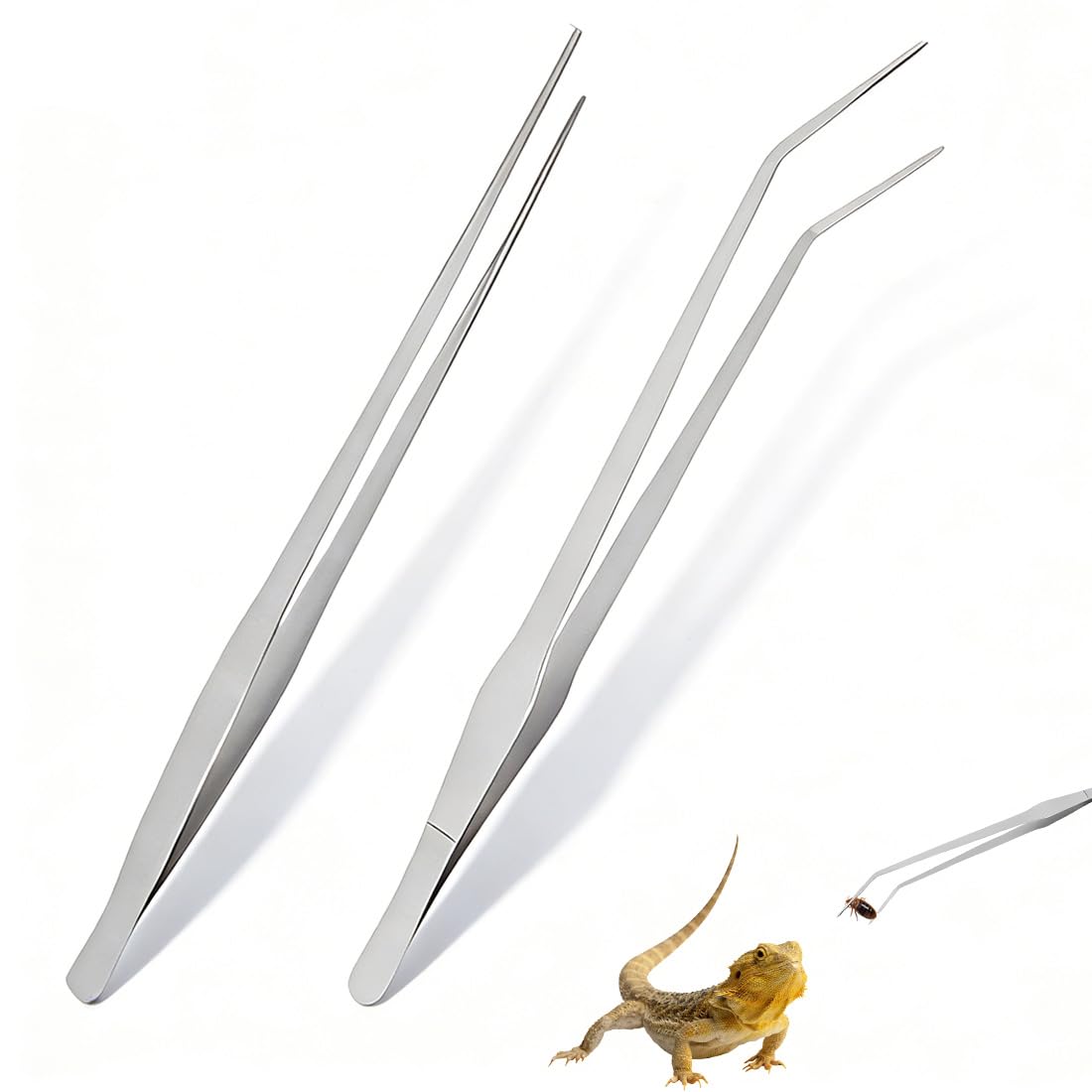 Pinzetta chirurgica in acciaio inossidabile a 2 pezzi, pinzetta professionale curva per unghie, adatta per la potatura e l'alimentazione delle piante acquatiche, 27 cm