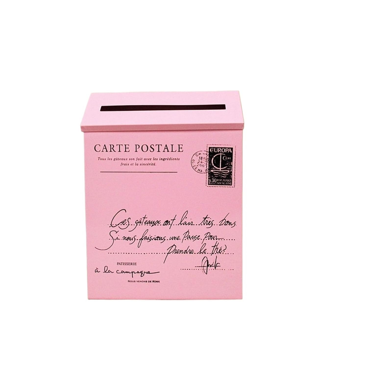 Post Box Wall Hanging Mail Box Newspaper Holder Letter Suggestion Retro Mounted Mailbox, Drop for Outdoor Gate(Pink)