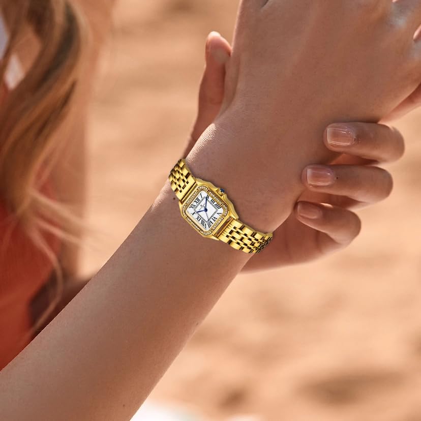 FORSINING Classic Square Watches for Women with Crystal Accents and Stainless Steel, Roman Numerals Ladies Casual Dress Watch - Image 8