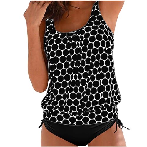 SMUXP Traje de baño Tankinis para mujer, venta de conjuntos de trajes de baño promocionales, 2 piezas de camiseta de natación estampada con cuello cuadrado y pantalones cortos o pantalones cortos