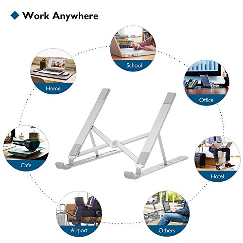 BONTEC Draagbare Laptopstandaard voor 10-17.3" Laptops Tablet, 7 Niveaus Hoogte Aanpassing Aluminium Laptop Stand, Geventileerde Koeling Desktop Laptop Houder Ondersteunt tot 20KG - Image 8
