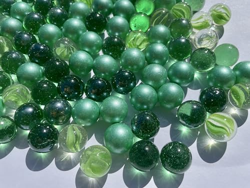 FAIRY TAIL & GLITZER FEE 100 Murmeln Bunt Grün Sonderedition Glaskugeln 16mm Murmelspiel Grün Murmel