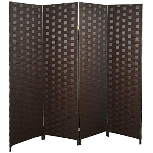 Biombo Separador de Espacios Plegable, marrón Oscuro Hogar y Más - 4 Paneles