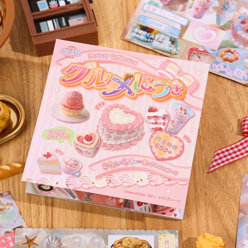 Image of Girl's Japanese Retro Sticker Book, Food and Daily Life Theme - 650+ Cute Old Showa Style Foodie Stickers, for DIY Scrapbooking Journaling Handbook Decoration