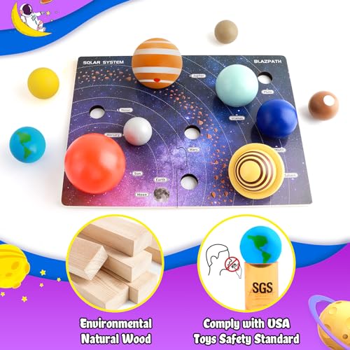 image for BLAZPATH Solar System Planet Space Wooden Puzzle Toys Model for Kids 3