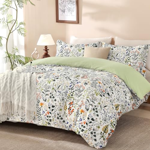 Parure de lit vert 200x200 microfibre douce et infroissable avec zip invisible