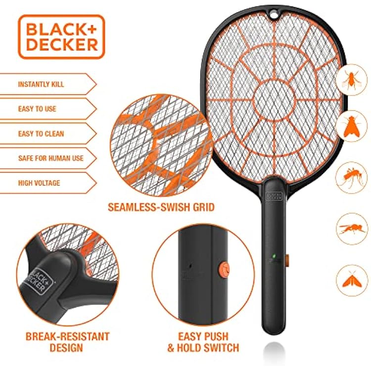 Bug Zapper Racket Electric Fly Swatter for Gnats, Mosquitoes, More Harmless-to-Humans Outdoor Bug Zapper Battery Operated Handheld Electric Fly Swatter Indoor Racket
