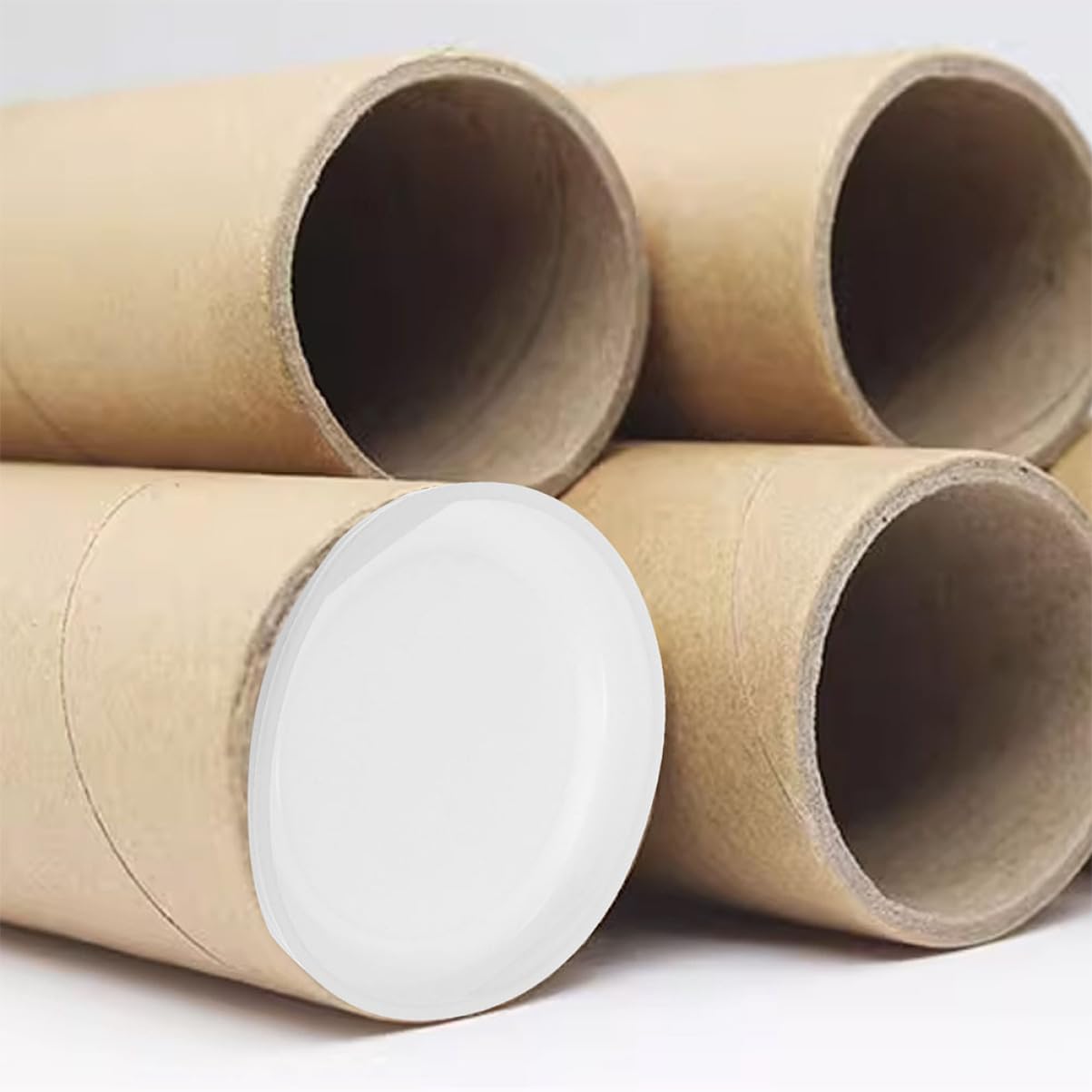 GLEAVI Tappi Terminali Rotondi 50 Pezzi Plastica Bianca Protezione Tubi Cartone Kraft Spedizione