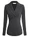 Ninedaily Women Tops Lapel V Neck Button Long Sleeve Office Blouse Gray 2XL