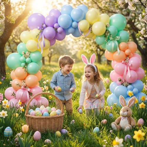Image of Pastel Balloons Arch Kit,130pcs Different Sizes Rainbow Balloons Garland