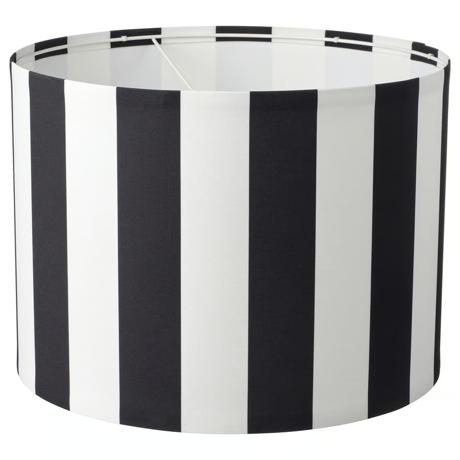 RINGSTA Lamp Shade, Black/White, 42 cm, Polyester and Steel Frame, Diffused Decorative Light, Flat-Pack-image-1