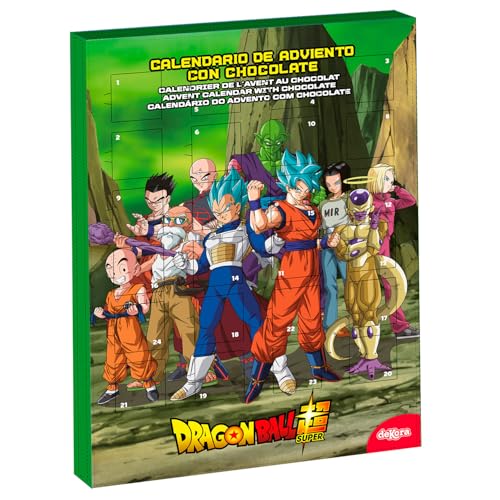 dekora - Calendario de Adviento Dragon Ball – 24 chocolatinas de chocolate con leche – 50g – Licencia oficial – Navidad para niños