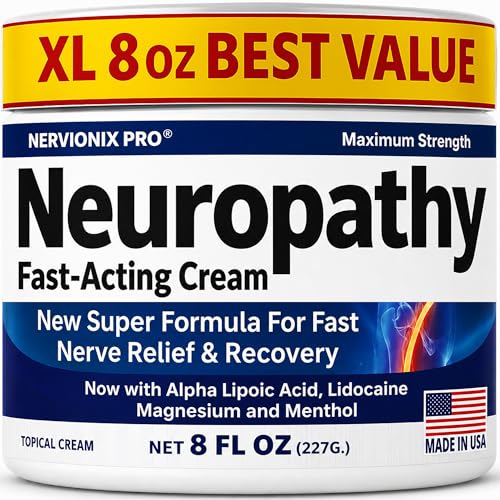 Nervionix Neuropathy Cream - Extra Large 8 oz - Maximum Strength for Feet Hands Legs Toes Back - Natural Ingredients - Made in USA - 8 Oz