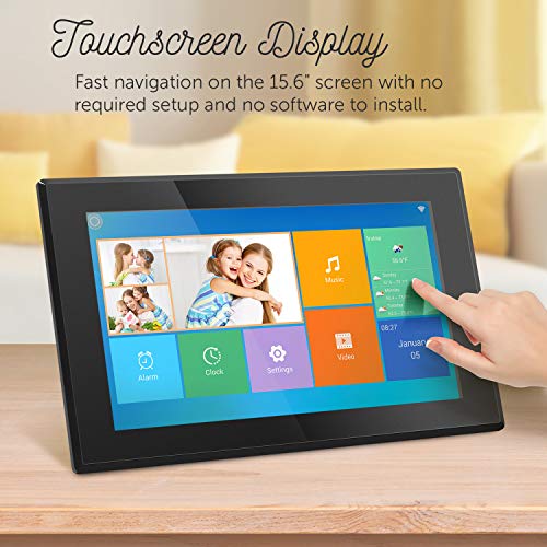 Image of Aluratek 15.6 inch WiFi Digital Photo Frame with Touchscreen IPS LCD Display & 16GB Built-in Memory, Photo /Music /Video (AWS15F) , Black