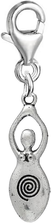 Sexy Sparkles Charm Pendant – Venus of Willendorf Fertility Goddess Clip-On, Silver Tone, Zinc Metal Alloy, Perfect for Bracelets, Necklaces, and Keychains