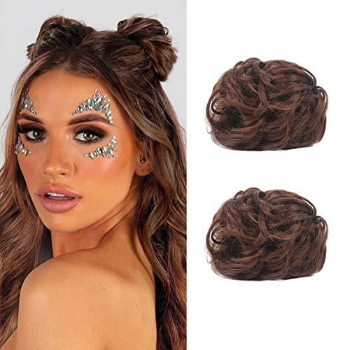Claw Hair Buns Mini Chignon Hair Piece Updo Bun Extensions Fake Donut Hair Bun Ponytail Extension for Women Girls 2 Packs