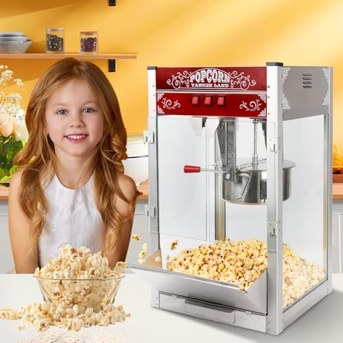 Image of 16OZ Popcorn Machine 丨 Stainless Steel Kettle Popcorn Maker Machine for Home, Theater, Parties丨Grade Electric Popper, Red