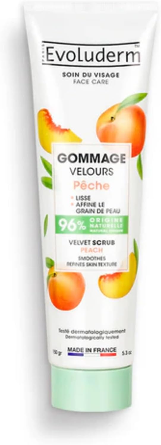 Evoluderm – Gommage Exfoliant à Extrait de Pêche – 150 ml – Fabrication Française
