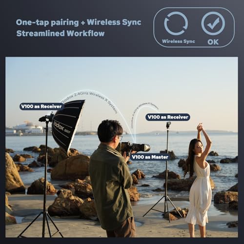 Image of Godox V100-C 100Ws Touchscreen Camera Flash Speedlite for Canon, Detachable Sub Flash, USB-C Charge Battery, 2.4G X Wireless HSS TTL Flash for Canon R5 R6 R6II R7 R8 RP R R50 M50 90D 6D 7D 5DMarkIII