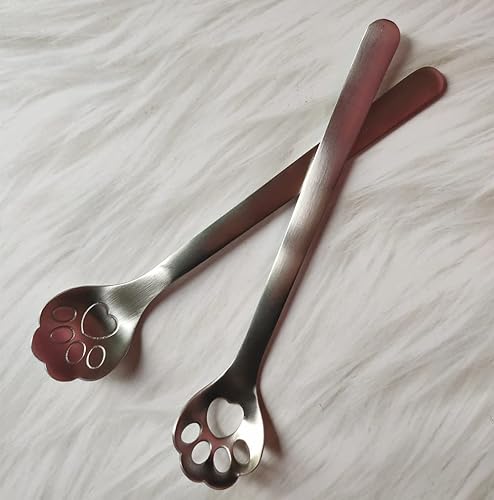 Miniatura 4 de Cuchara de acero inoxidable con patas de gato, pequeñas cucharas de café ahuecadas para postre cucharadita de café, aperitivo, vajilla cuchara de