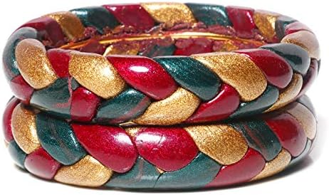 Suprimo Red Green Handemade Rajasthani Traditional Lakh Jaipuri Lac Bangles Women Set pack of 2