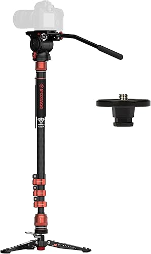 IFOOTAGE C180F-P Monopod & Komodo K5S cabezal fluido y cabezal de liberación rápida, monopie con cabezal fluido y cabezal de liberación extra