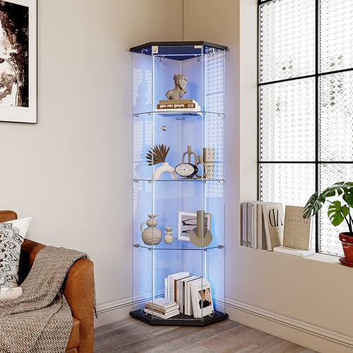 Vitrina de esquina de cristal, vitrina de...