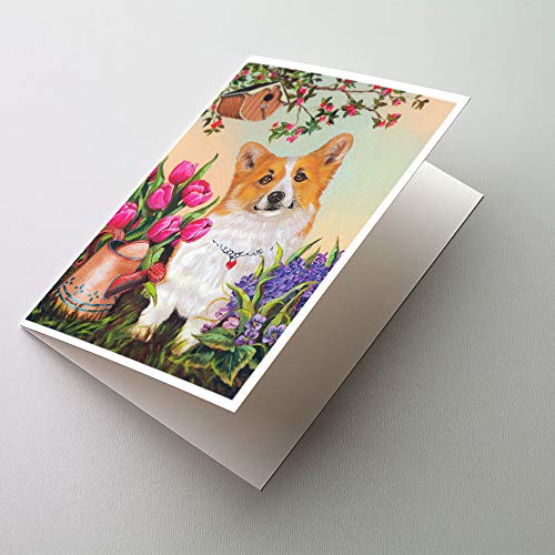 Caroline's Treasures PPP3077GCA7P Corgi Sunshine Greeting Cards and Envelopes Pack of 8 Blank Cards with Envelopes Whimsical A7 Size 5x7 Blank Note Cards