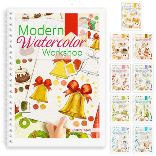 Watercolor Workbook Watercolor Workbook Paint Book Beginner Friendly 12 Different Patterns Stress-Relieving Art Crafts for Creative Exploration Gift for Women Adults Teens (Christmas 1)