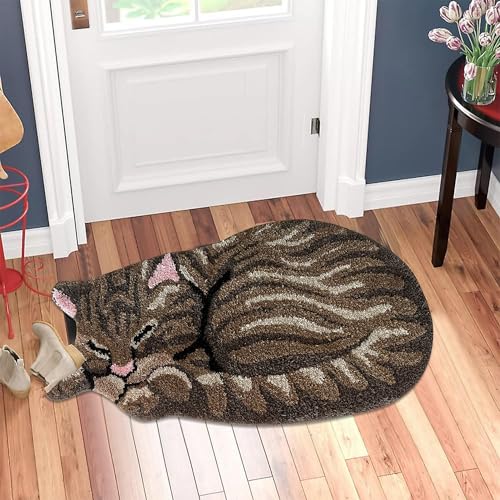 CrazyCoolCat Sleeping Tabby Door Mat
