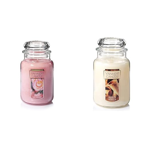 Yankee CandleYankee Candle Fresh Cut Roses Scented & French Vanilla Scented, Classic 22oz Large Jar Single Wick Candle, Over 110 Hours of Burn TimeYankee Candle