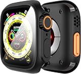 GLAMYOURS 3 in 1 Compatible with Apple Watch Series 9/8/7/6/5/4/Series SE 2 45mm Screen, [ Looks Like Ultra Protector Case ] Front and Rear Cover Protector Case (Black for iWatch 45mm)