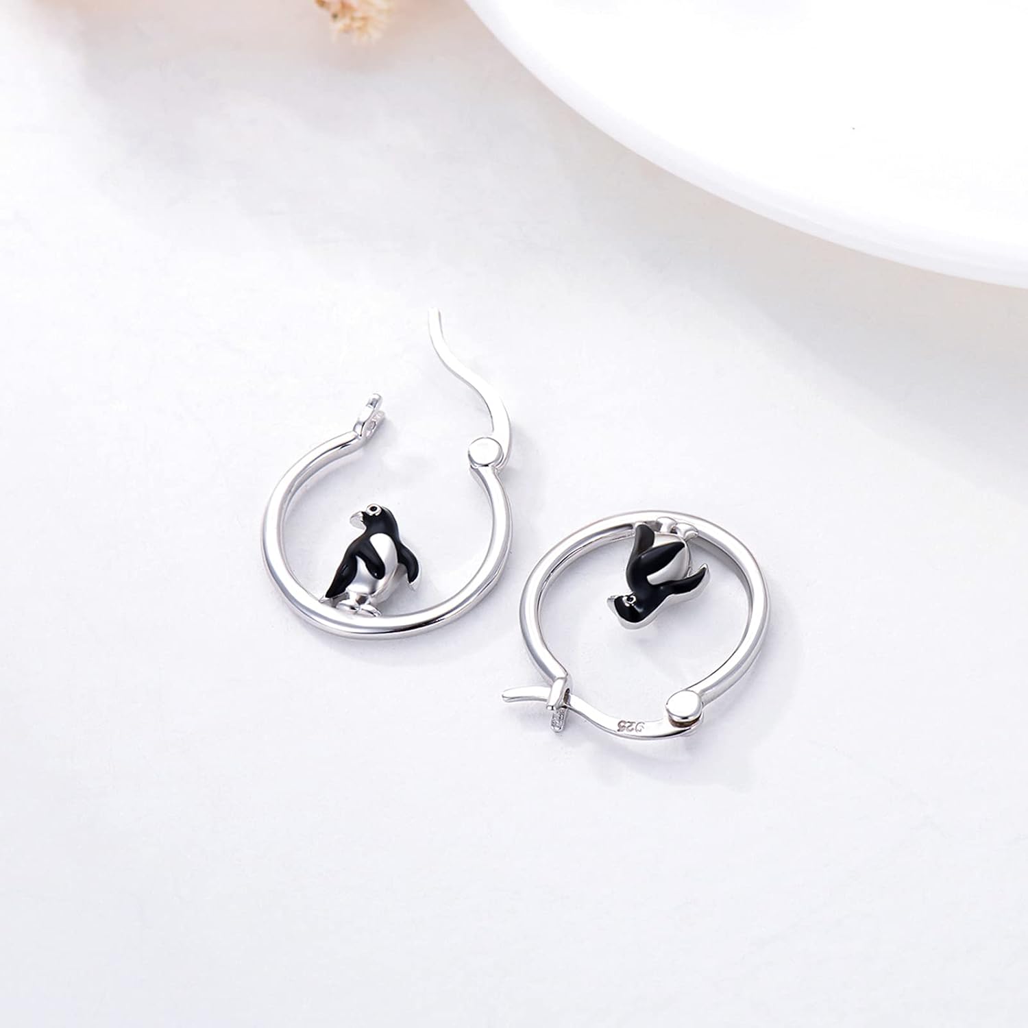 Penguin Earrings for Girls 925 Silver Hoop Earrings Penguin Jewellery Hypoallergenic Earrings for Women Daughter - Image 3
