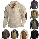 MDNZCTH Mens Corduroy Shirt with Elbow Patches Button Up Mock Neck Long Sleeve Sweaters Casual Polo Sweatshirts Lapel Collar Golf Pullover 2023 Men Fall Winter Clothes Sale Clearance Track Jackets