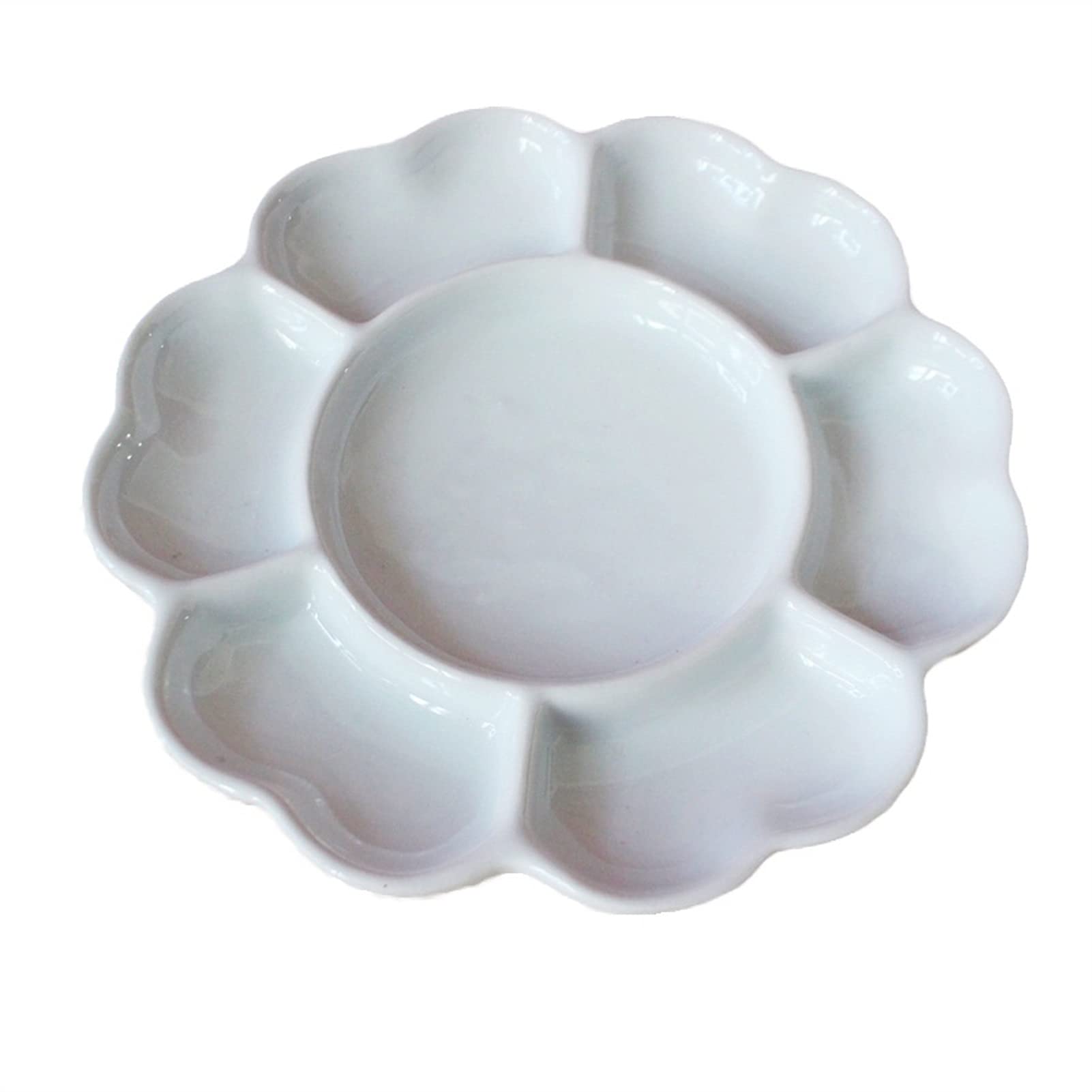 Paleta cerámica blanca de 7 pozos para mezclas limpias de acuarela y acrílico de 7 pulgadas