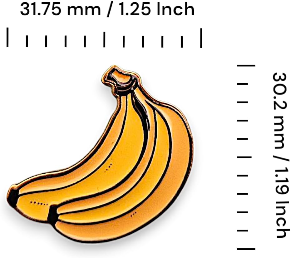 1.25" Banana Soft Enamel Lapel Pin – Fruit Food Brooch Accessory for Jackets, Bags, Hats and Crafts