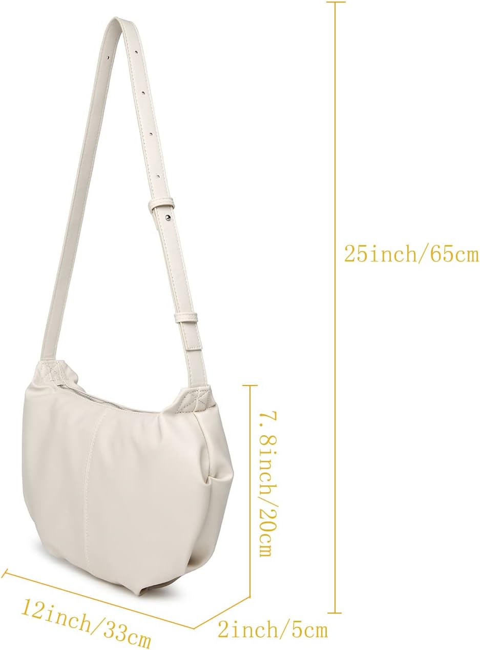 Women Dumpling Shoulder Bag Multipurpose Soft Shoulder Crossbody Hippie Crossbody Straps Shoulder bag Zipper Closure