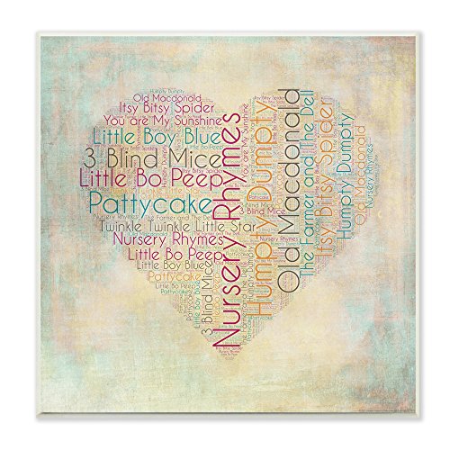 Comptines Cœur Stupell Textual Art plaque murale qui émerveille les petits et les parents