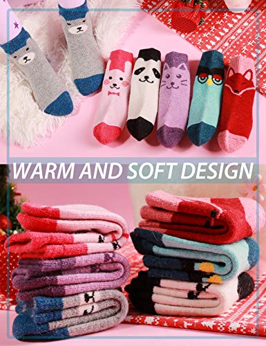 Image of Children Wool Socks For Boy Girl Kids Toddler Thick Thermal Warm Cotton Winter Crew Socks 6 Pack