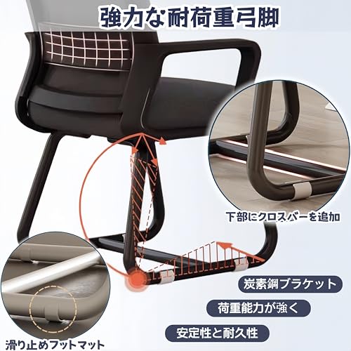 TUIYIDUO オフィスチェア ミーティングチェア 人間工学設計 メッシュ仕様の背もたれ 高反発クッション 勉強椅子 パソコンチェア 組立簡単 在宅ワーク 書斎 事務室 研修室に最適 日本語説明書付き（黒い, 52x49x93.7cm） [5]