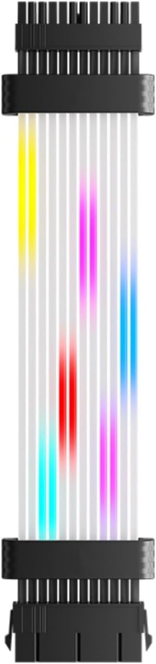 同期可能な ARGB 24Pin PC 電源ケーブルライトストリップソフト曲げ可能なシリコーン美学を強化ケーブルを構築